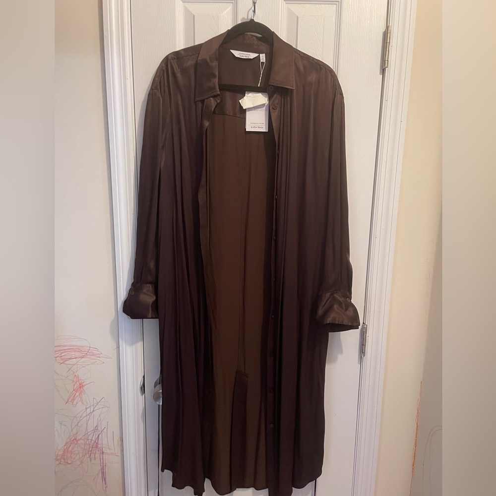 & Other Stories Dark Brown Satin Dress